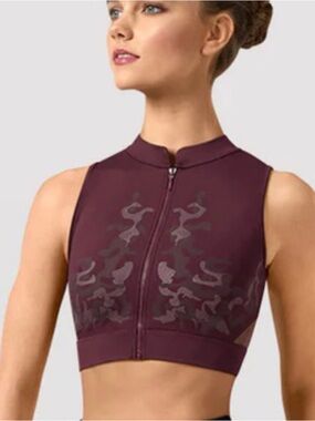 BNWT Bloch Wine Camo Crop Top
